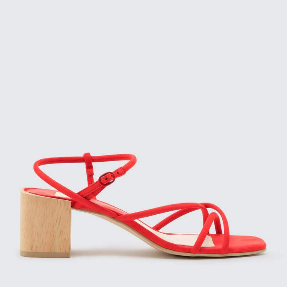 Dolce Vita Red Leather Block Heel Sandals Size 8.5 NWT